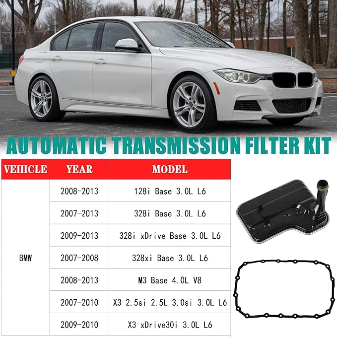 6L45E CL45E Transmission Automatic Transmission Filter Oil Pan Gasket Kit Compatible with 2007-2013 BMW 128i 328i 328xi M3 X3 Replaces# 24117593565 24117572618