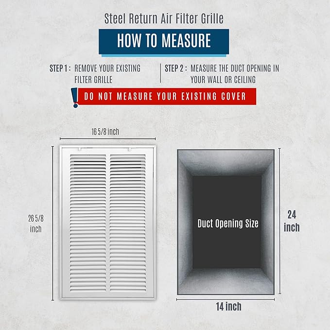 [5 Pack] Fits 14x24 Duct Opening | Steel Return Air Filter Grille by Handua [Fixed Hinged] Vent Cover Grill for Sidewall and Ceiling | White | Outer Dimensions: 16 5/8"W X 26 5/8"H