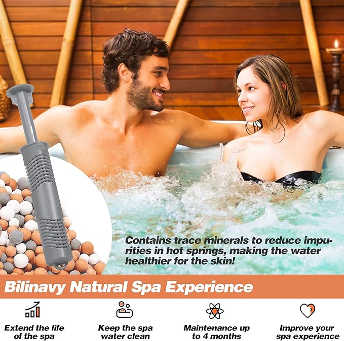 Spa Ag+ Mineral Sticks for Hot Tub, Silver Ion Mineral Cartridge Last for 4 Months Treats (2, Grey)