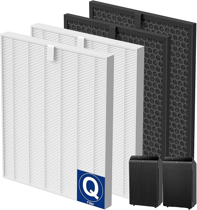 5510 5520 Replacement Filter Q Compatible with Winix 5510 5520 PlasmaWave Air Puri-fiers, Include 2 HEPA Filters + 2 Carbon Filters, #1712-0123-00