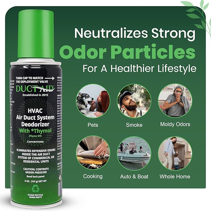 Air Freshener for HVAC System, Commercial, Residential & Cars| Made with Thyme extract, natural Plant based product Now available in a Concentrated Formula for maximum effectiveness (PACK 1)