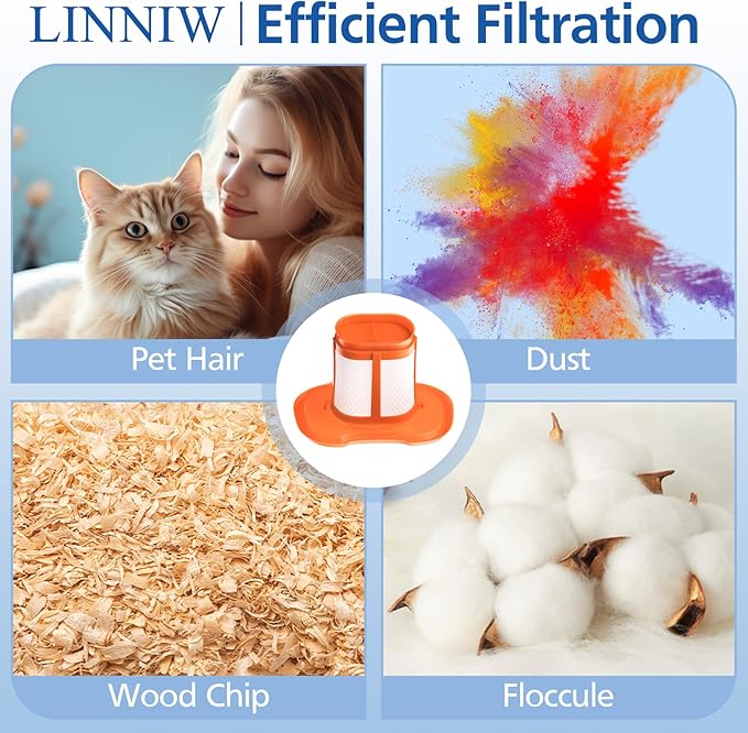 HHVKF10 Filter Compatible with BLACK And DECKER Handheld Vacuum Filter Washable Fit for Models HHVK HHVK320J HHVK320J10 HHVK320JZ01 HHVK515J HHVK515JP HHVK515JP07 HHVK515J00FF HHVK415B01, 6 Pack