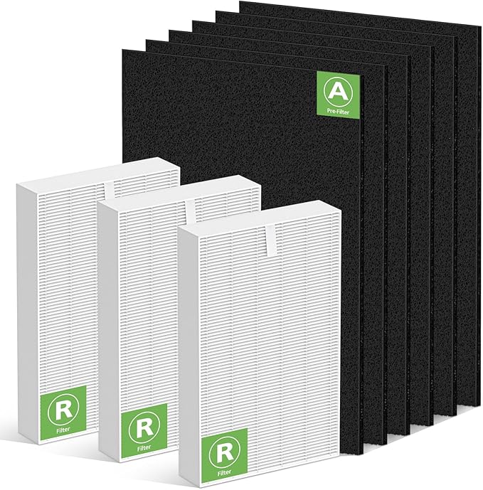 HPA300 HEPA Filter Replacement for Honeywell HPA300, HPA300VP, HPA304, HPA3300, HPA5300, HPA8350 Series Air Purifiers, Replace ‎HRF-R3 & HRF-A300 (3pcs HEPA Filters R + 6pcs Carbon Pre-Filters A)