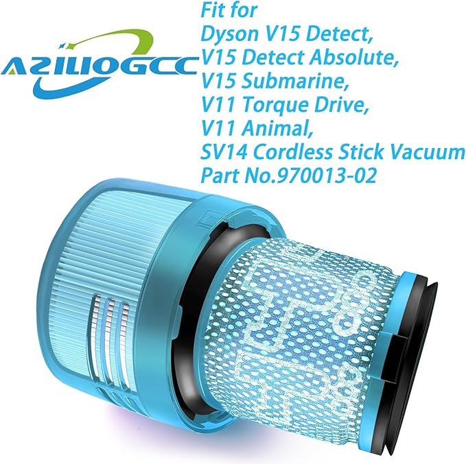 Vacuum Filter Replacement Parts for Dyson V15 Detect, V15 Detect Absolute, V15 Submarine, V11 Torque Drive, V11 Animal, SV14 Cordless Stick Vacuum,Part 970013-02, 2 Pack, Green