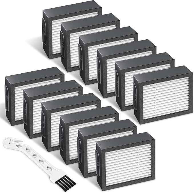 Improvedhand Filters Replacement Fit for i-Robot Roomba E I & J Series i1 i3 i3+ i4 i5/plus i7 i7+/plus i6 i6+ i8 i8+ E5 E6 E7 Vacuum Cleaner parts 4639161,12Pack Filter Replacements+1 Cleaning Brush
