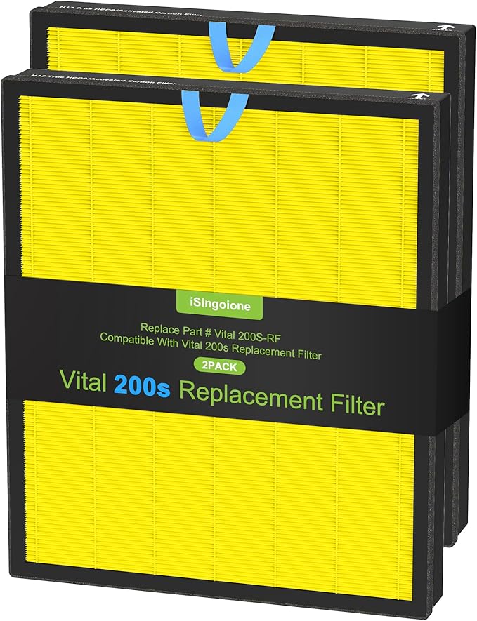 2 Pack Vital 200S Pet Replacement Filter Compatible with LEVOIT Vital 200S Air Purifier, HEPA and Activated Carbon Filter, Vital 200S-RF-PA（LRF-V201-YUS) Yellow