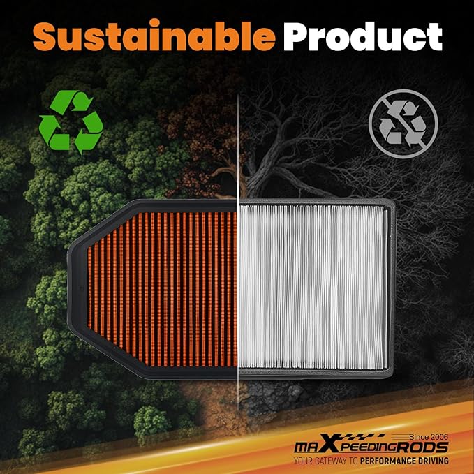 maXpeedingrods MX-2364 High Performance Engine Air Filter Washable & Reusable, Requires No Oil for Jeep Wrangler JK 2007-2017, for JEEP Wrangler III (JK) / Wrangler II (TJ) 53034018AD 53034018AE
