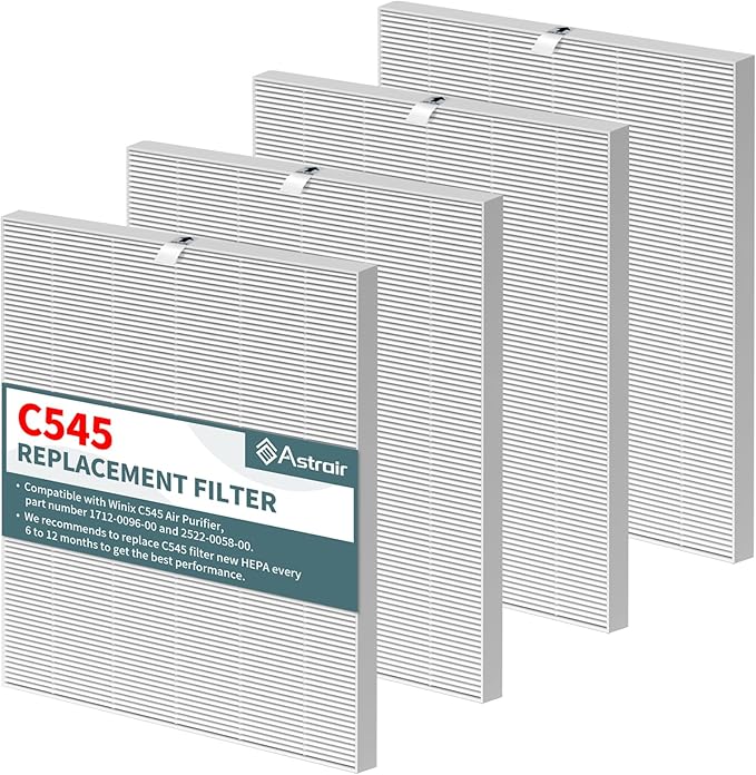 4 Pack C545 HEPA Replacement Filter Compatible with Winix C545 Air Purifier, Replaces for Winix C545 Replacement Filter S 1712-0096-00