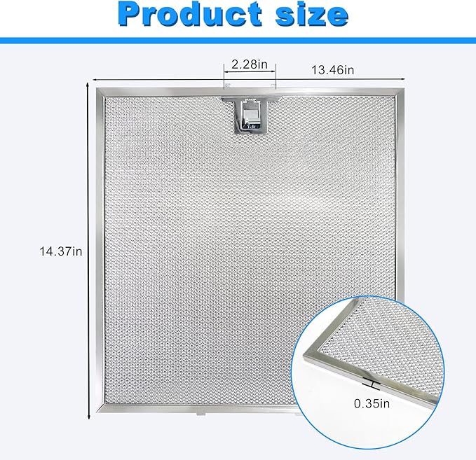 WA0575 Range Hood Filters 13.5" x 14.4" x 0.35" - 2 Pack Replacement Grease Filters for Kitchen Ventilation by oneket