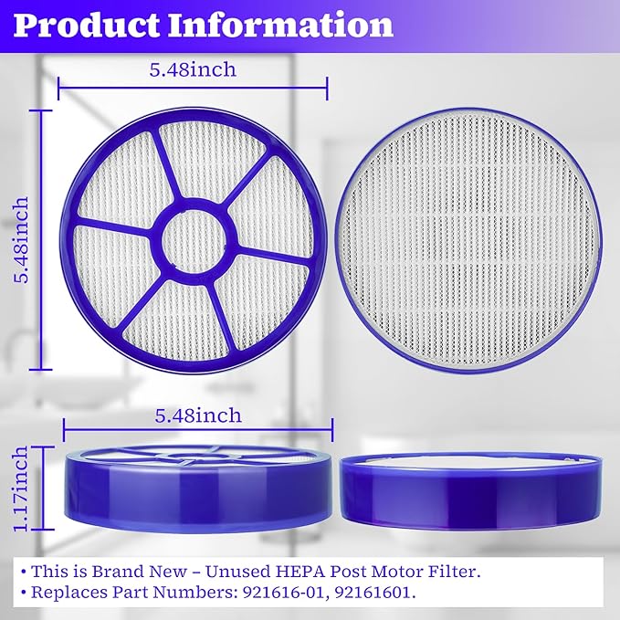 HASMX 921616-01 Filter, Exhaust Filter, HEPA Post Motor Filter Replacement for Dyson DC33 Upright Vacuum Cleaners, Replaces Part Numbers: 921616-01, 92161601 Round (1-Pack)
