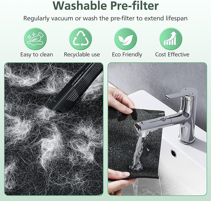 P358 Replacement Filters Compatible with HEAPETS P358 Pet Air Purifier, 4 Hepa Filters and 8 Activated Carbon Pre-filters for Pet Household, Compare Part #PJ358-2LX6JDM