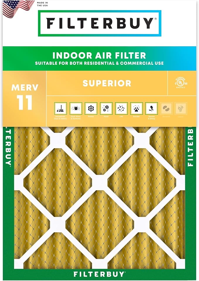 Filterbuy 30x36x2 Air Filter MERV 11 Superior Pet & Allergy Defense (1-Pack), Electrostatic Pleated HVAC AC Furnace Filters Replacement (Actual Size: 29.81 x 35.81 x 1.75)