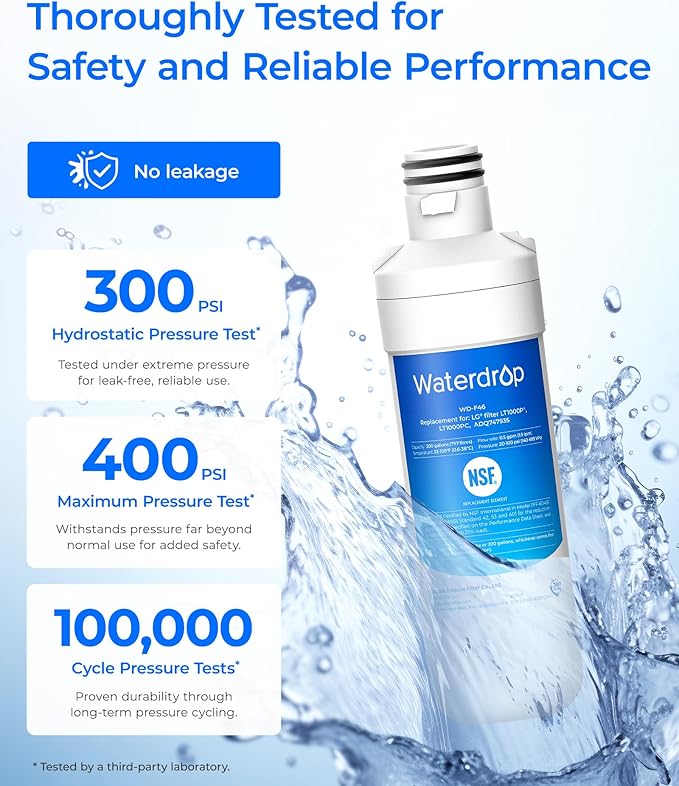 Waterdrop LT1000PC ADQ747935 Refrigerator Water Filter and Air Filter, Replacement for LG® LT1000P®, LMXS28626S, LFXS26973S, LFXS26596S, LFXS28596S, ADQ74793501, ADQ74793502 and LT120F®, 2 Combo