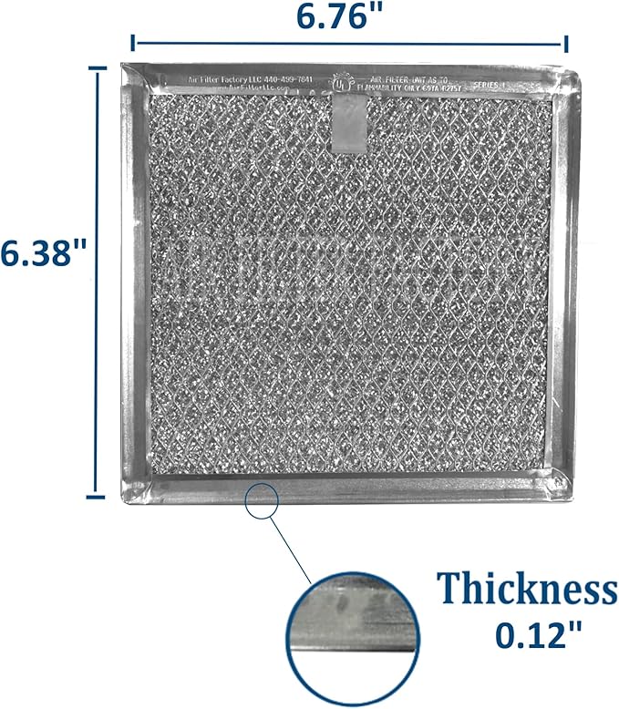Air Filter Factory Grease Filter WB02X11534 Replacement For GE Microwave Oven Aluminum Grease Mesh Filter 6.81" X 6.34" Over The Range Kitchen Oven Vent 2-Pack