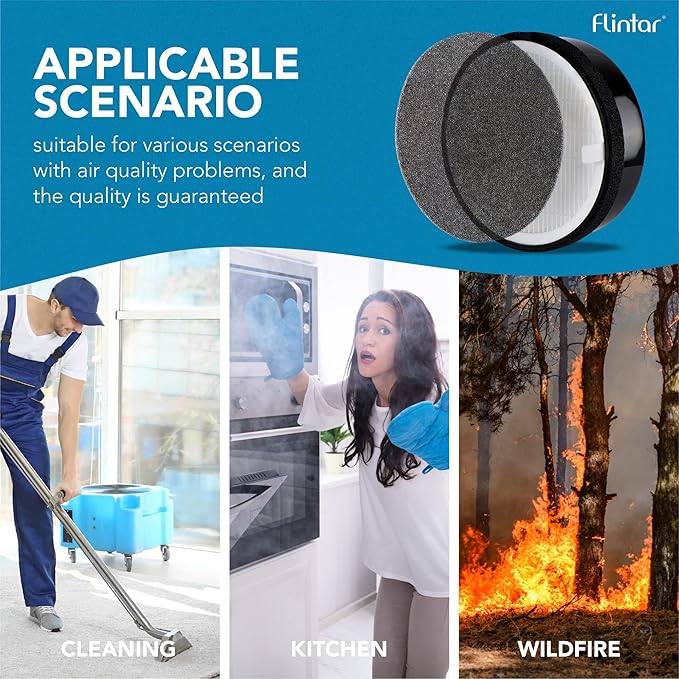 Flintar LV-H132 Replacement Filter, Compatible with Levoit LV-H132 Air Purifier, H13 Grade Filtration and Activated Carbon Filter for odor removal, Part # LV-H132-RF, 2-Pack