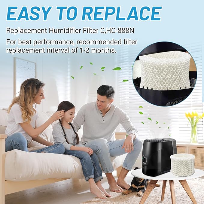 Lemige 6 Pack HC888 Series Filters C Compatible with HC-888, HC-888N, HC-888, HC-888N, HCM-890, HEV-320 Series, for Duracraft DCM-200, DH-890, for Walgreens cool mist humidifiers 890-WGN