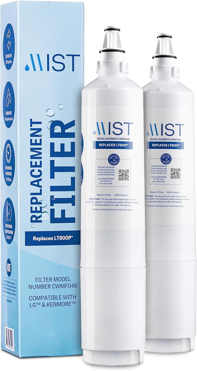 Mist 5231JA2006A Refrigerator Water Filter Replacement for LG LT600P, 5231JA2006B, Kenmore 9990, Fridge LFX25960ST – NSF 42 Certified – 2 Pack