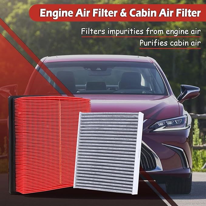 CA12377 Engine Air Filter and CF12157 Cabin Air Filter kit Compatible with 2018-2025 Toyota Camry Not For Hybrid 2020-2025 Highlander Not For Hybrid 2019-2025 Rav4 Not For Hybrid 2019-2025 Lexus ES350