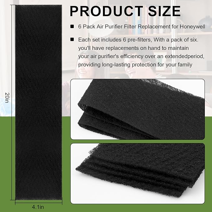 6 Pack HRF-B1 Air Purifier Filter Replacement for Honeywell Airborne Air Filter