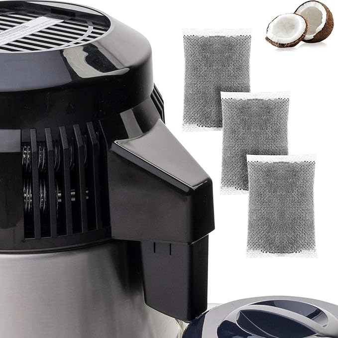 Weewooday 50 Pcs Activated Charcoal Distiller Water Filters, Coconut Shell Replacement Activated Carbon Filter Sachets Compatible with Megahome and Other Countertop Distillers