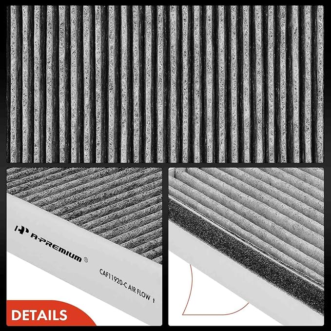 A-Premium Cabin Air Filter with Activated Carbon Compatible with Ford Escape 2013-2019, Focus 2012-2018, Transit Connect 2014-2022, C-Max 2013-2018, GT 2017-2022 & Lincoln MKC 2015-2019