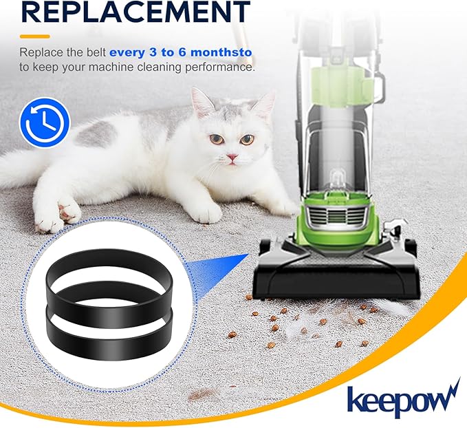 KEEPOW Vacuum Belt Compatible with Eureka Airspeed Compact Bagless Upright Vacuum Cleaner NEU100, NEU10AE4, NEU10AE5, NEU10AE2, NEU102 Series, Part #E0105, 2 Pack