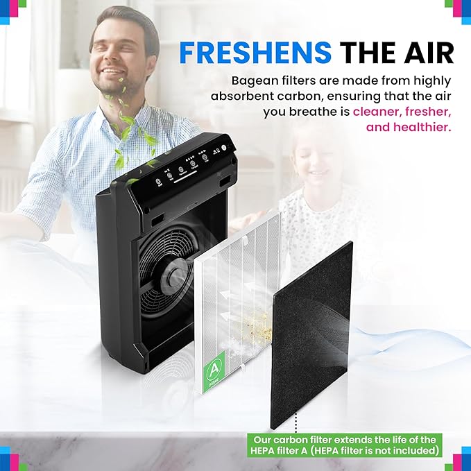Bagean Carbon Pre Filter A 115115 - Compatible with Winix Air Purifier Filter Replacement - Fits Winix Plasmawave C535 5300 6300 - Activated Carbon Filters Absorb Odors and Freshens the Air (4-Pack)