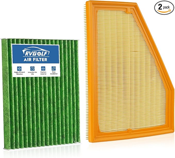 Engine+Cabin Air Filters Set Fit for 2022-2025 Jeep Grand Cherokee, 2021-2025 Grand Cherokee L(NOT Fit Grand Cherokee 2021 &Cherokee WK 2022) Air Filter Replacement CF12935 68376815AA