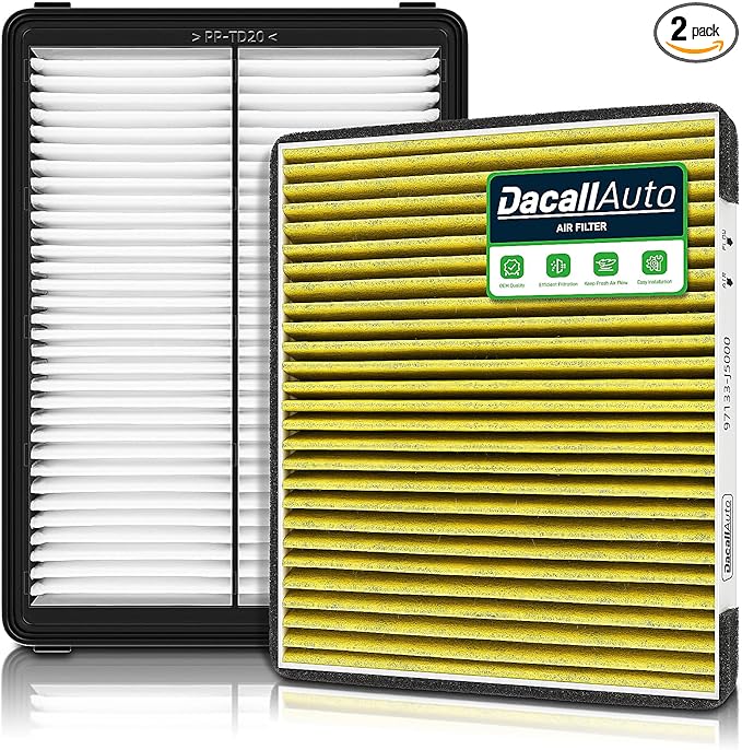 Engine & Cabin Air Filter Set for Hyundai Santa Fe 2.0L 2.4L (2019-2020), for Kia Telluride 3.8L (2020-2024), Replace 97133J5000 28113A9100