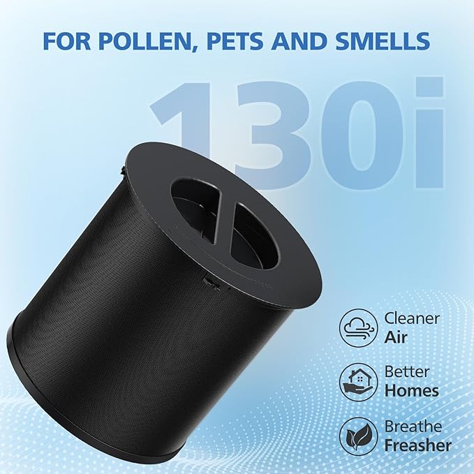 130i Replacement Filter Compatible with Puro 130i Air Purifier for Home Bedroom Pets, for 99.9% Smoke Pollen Dust Odors and Common Household Pollutants, 2 Pack