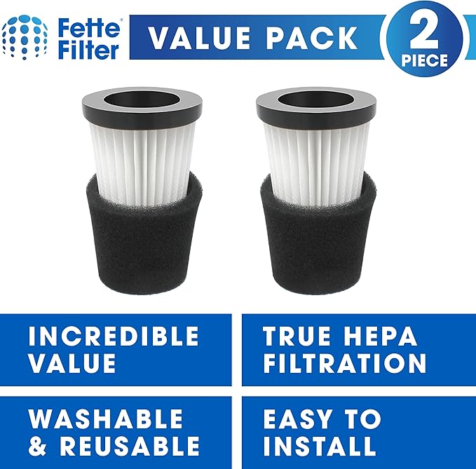 Fette Filter - F117 Replacement Vacuum Cleaner Filter with Compatible with Dirt Devil Handheld Vacuum Cleaner Models SD20005RED, SD30025B, BD22025 Part # AD40117 - Pack of 2