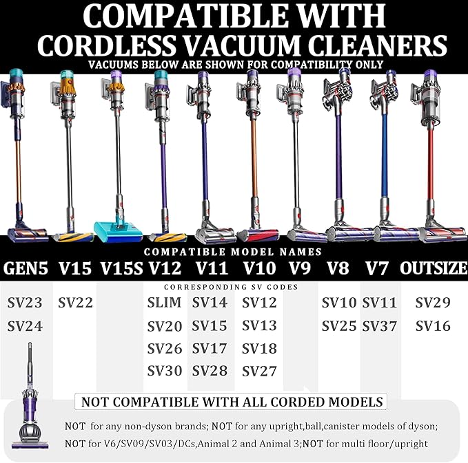 Attachment Kit for Dyson Gen5 V15 V15s V12 V11 V10 V9 V7 V8 Detect Cyclone Torque Drive Absolute Animal Cordless Vacuum Cleaner,Home and Car Cleaning Brush Acccessories