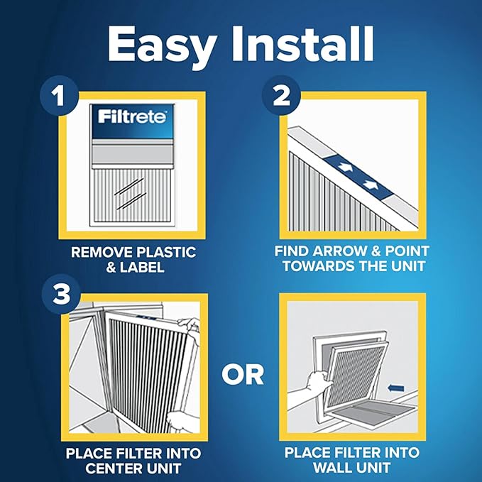 Filtrete 16x18x1 AC Furnace Air Filter, MERV 8, MPR 700, Tough on Pollen, Easy on Airflow, 3-Month Pleated 1-Inch Electrostatic Air Cleaning Filter, 4-Pack (Actual Size 15.687 x 17.687 x 0.81 in)