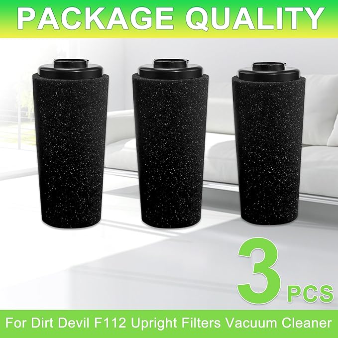F112 Filter Replacement for Dirt Devil Endura Vacuum Parts UD70187 UD20120NC UD20124 UD70167P UD70171 UD70186 UD70174 UD70161 UD70181, 3 Pack Odor Trapping Filter Replace Part AD47936 Vypart
