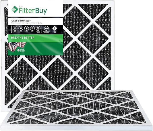 Filterbuy 20x20x1 Air Filter MERV 10 Odor & Allergy Defense with Activated Carbon (2-Pack), Electrostatic Pleated HVAC AC Furnace Filters Replacement (Actual Size: 19.50 x 19.50 x 0.75)