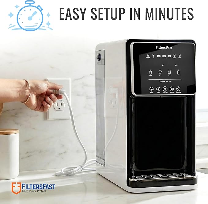 Filters Fast FF-CTRO Countertop Reverse Osmosis System Dispenser with Instant Hot Water, RO Filtration