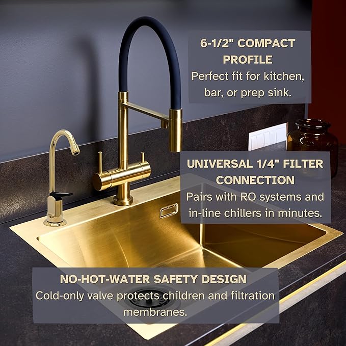 Westbrass D203-NL-01 6" Touch-Flo Style Pure Cold Water Dispenser Faucet, 1 Pack, Polished Brass