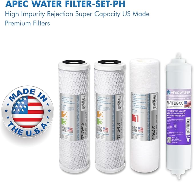 APEC 90 GPD Stage 1-3&6 Replacement Filter Set for ULTIMATE Series Alkaline Reverse Osmosis Water System (FILTER-SET-PH)