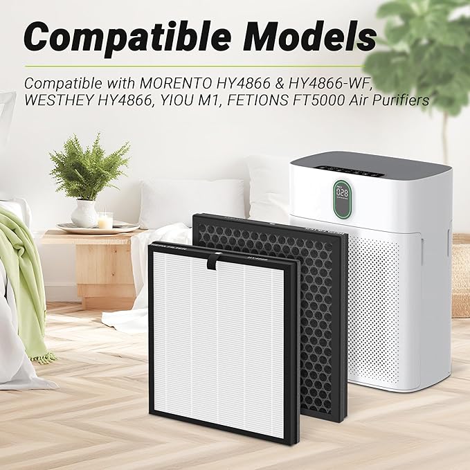 Premium HY4866 Replacement Filters Compatible with Morento HY4866, WESTHEY HY4866 and YIOU M1 Air Cleaner Purifier, 4 Packs