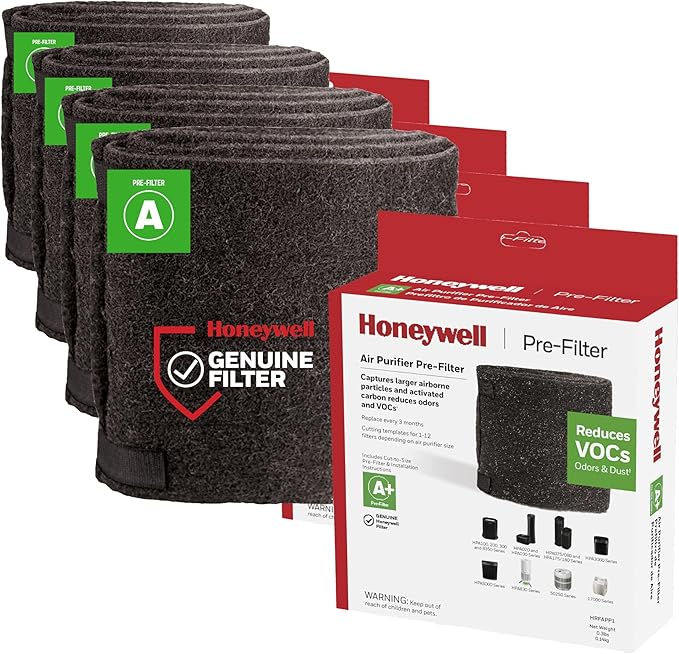 Honeywell Premium Odor-Reducing Air Purifier Replacement Pre-Filter,HRF-APP1 / Filter (A+),Black,(Pack of 4)