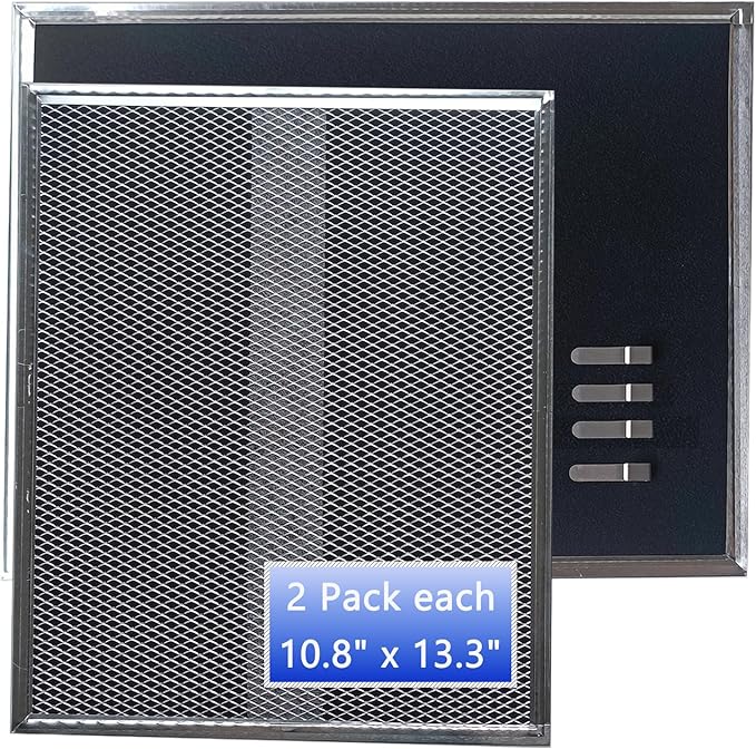 2-Pack Upgraded S99010308 BPSF30 Range Hood Charcoal Filters 10.8"x13.3" Fit GE WB02X10707 S-ears Allure Range Hood Filter and Bro-an Nut-one QS WS Non-Ducted carbon Replacement Filter