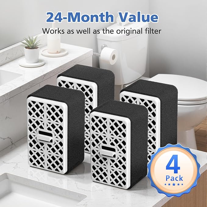 THU9476 Deodorizer Filter Compatible with TOTO Washlet S300, S350E, C100, C200, 700H, S500E, 700H, High Efficiency Deodorizing Cartridge Parts for Bathroom Toilet, 4 Pack(Not FIT for THU6474)