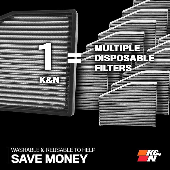 K&N LIFETIME Cabin Air Filter: Premium, Washable, Clean Air for your Cabin: Compatible with 2002-2024 Infiniti/Isuzu/Mitsubishi: (See Product Description for Select Models), VF2004