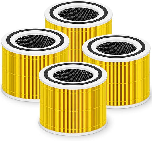 Core 300 Pet Care Replacement Filter for LEVOIT Core 300 Core 300-P Core 300S Vortex Air Air Purifier, 3-in-1 High-Efficiency Activated Carbon, Core 300-RF-PA, 4 Pack, Yellow
