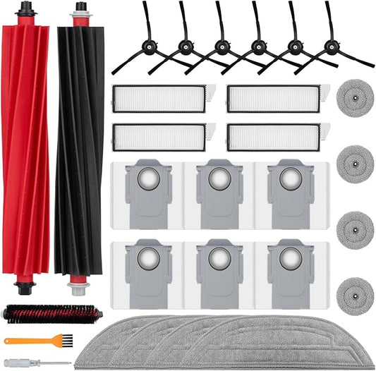 28 Pack Accessories Compatible with Roborock S8 MaxV Ultra Robot Vacuum,Main Brushes,Dust Bags,Mop Cloths,Edge Mop Cloths,Filters,Side Brushes,Self-Main Brush,Cleaning Brush, Screwdriver