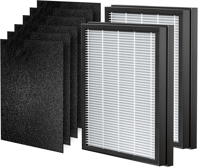 P358 Replacement Filters for P358 Pet Air Purifier, 6 Pre-Filters and 2 HEPA Composite Filters, Genuine Version, PJ358-2LX6JDM