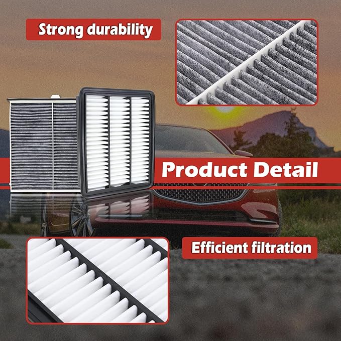 CA12167 Engine Air Filter and CF11811 Cabin Air Filter kit Compatible with 2019-2024 CX-5 2.5L Turbo Only 2018-2021 Mazda 6 2.5L Turbo Only Replaces PA99223 PY8W133A0 KD45-61-J6X