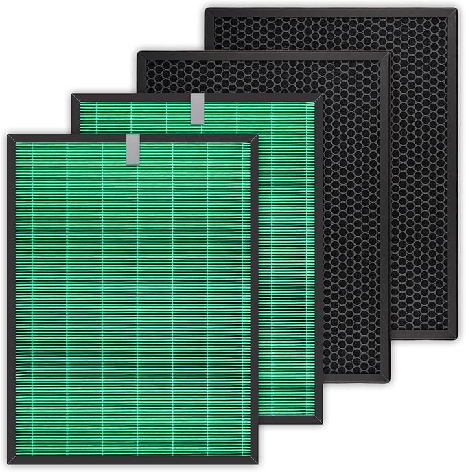 4 Pack 230/240 Replacement Filter Set for Coway Airmega 240 230 (AP-1821F) Air Purifiers, Max 2 Green True and Active Carbon Filters, 2 Set, Part #3111151