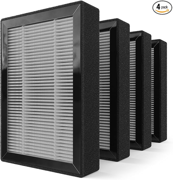 LV-H128 Replacement Filter for LEVOIT LV-H128, PUURVSAS (HM669A), ROVACS (RV60) Air Cleaner Purifier, LV-H128-RF, 4 Pack