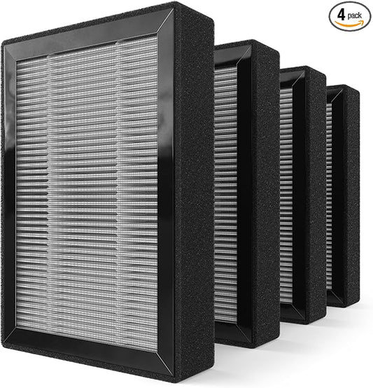 LV-H128 Replacement Filter for LEVOIT LV-H128, PUURVSAS (HM669A), ROVACS (RV60) Air Cleaner Purifier, LV-H128-RF, 4 Pack